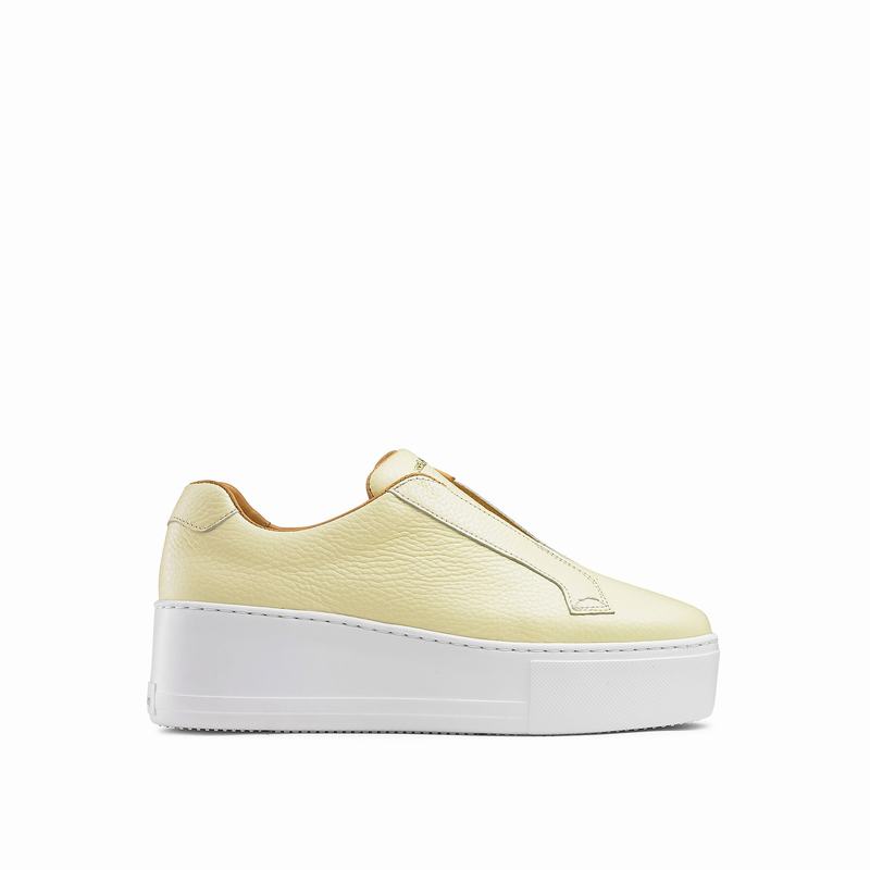 Russell & Bromley Park Up Flatform Laceless Sneakers Women's Yellow [UDT7493HY]